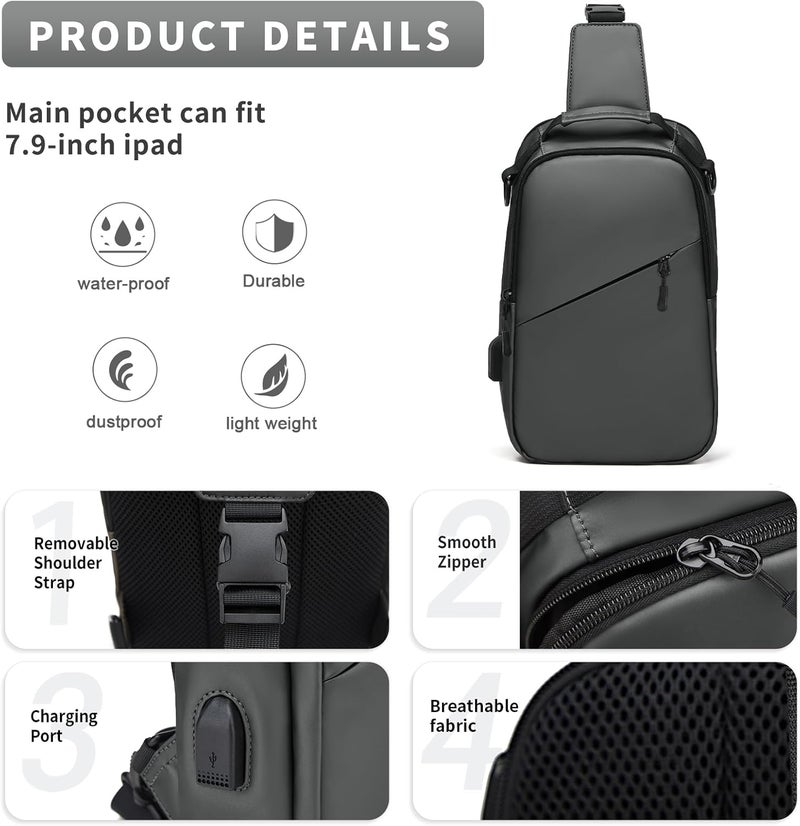 WEPLAN Messenger bag for Men,Small Sling Crossbody Backpack Shoulder Bag for Men Women,canvas Strap Backpack Sling Bag - Image 3